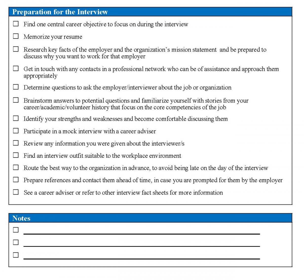 Interview Preparation Checklist