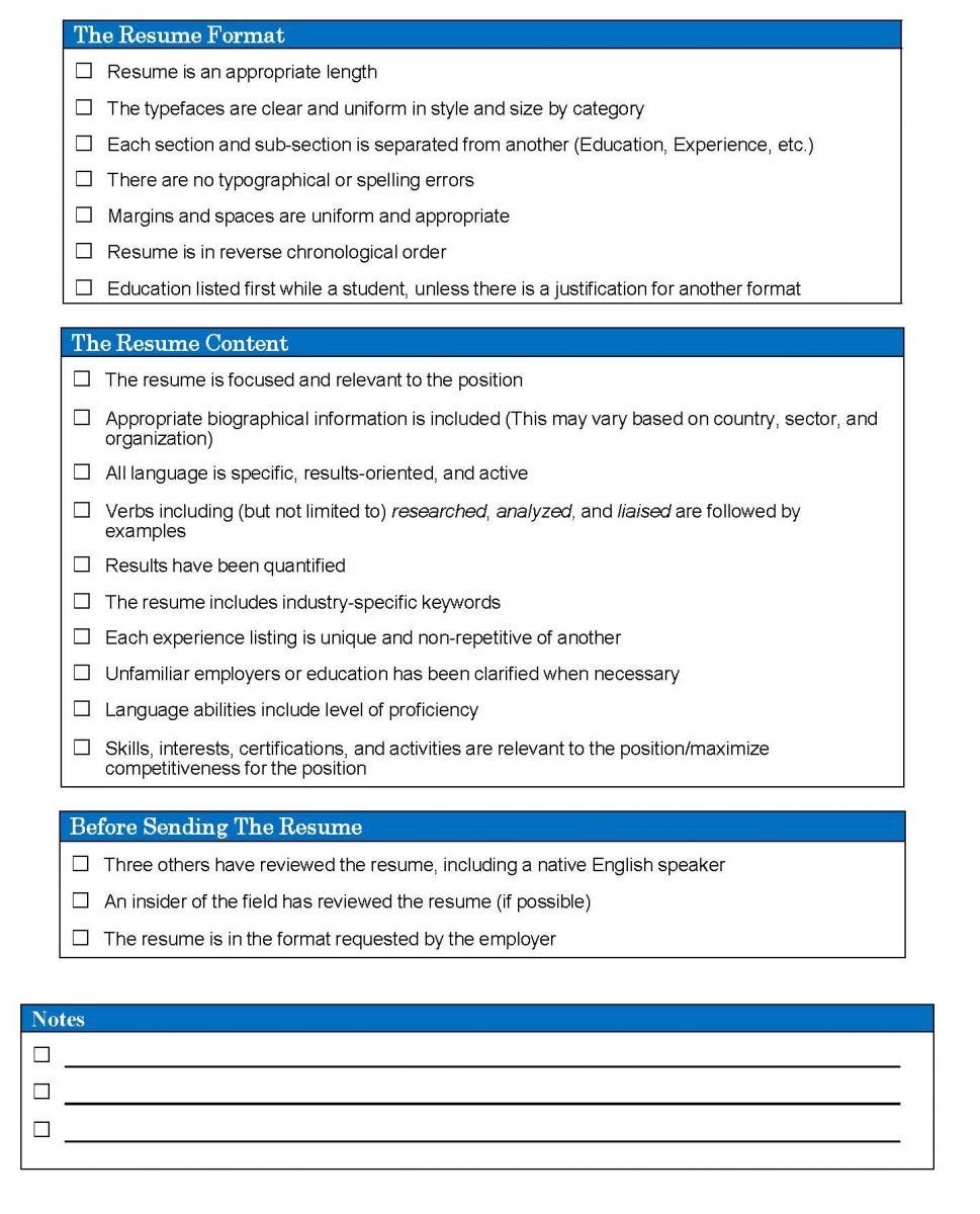 Resume Checklist